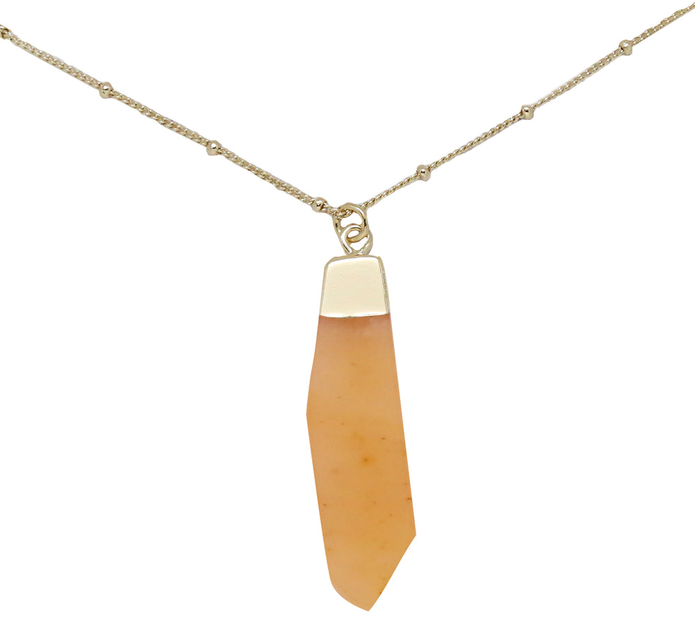 Orange Aventurine & Gold Pendant Necklace on white