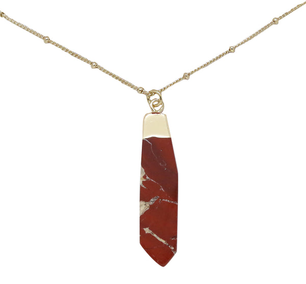 Red Jasper & Gold Pendant Necklace – CHARGED