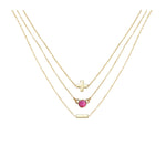 Pink Agate & 18k Gold Plated Necklace Set of 3