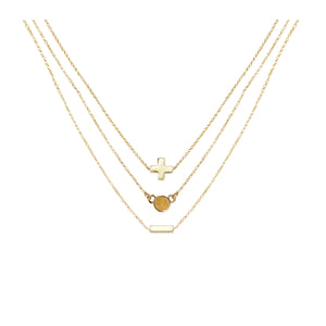Citrine & 18k Gold Plated Necklace Set of 3 on white