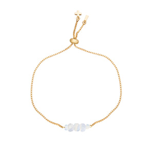 Opal & Gold Adjustable 5 Mini Stones Bracelet on white