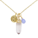 Blue Agate & Gold Charm Necklace