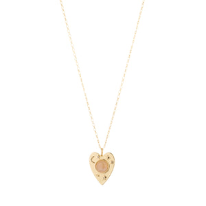 Rose Quartz & Gold Planchette Pendant Necklace on white