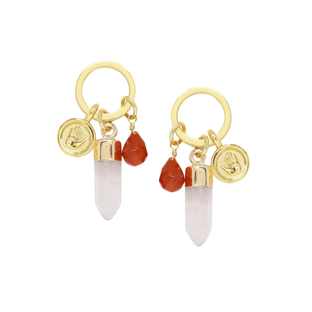 Carnelian & Gold Charm Earrings