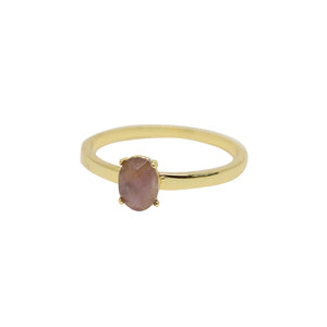Amethyst & Gold Stacking Stone Ring on white