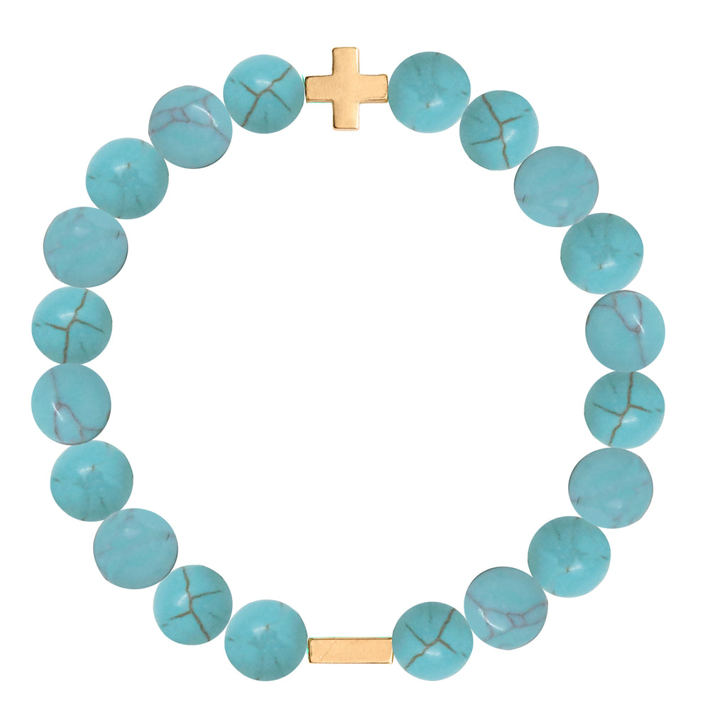 Turquoise & Gold Elastic Bracelet