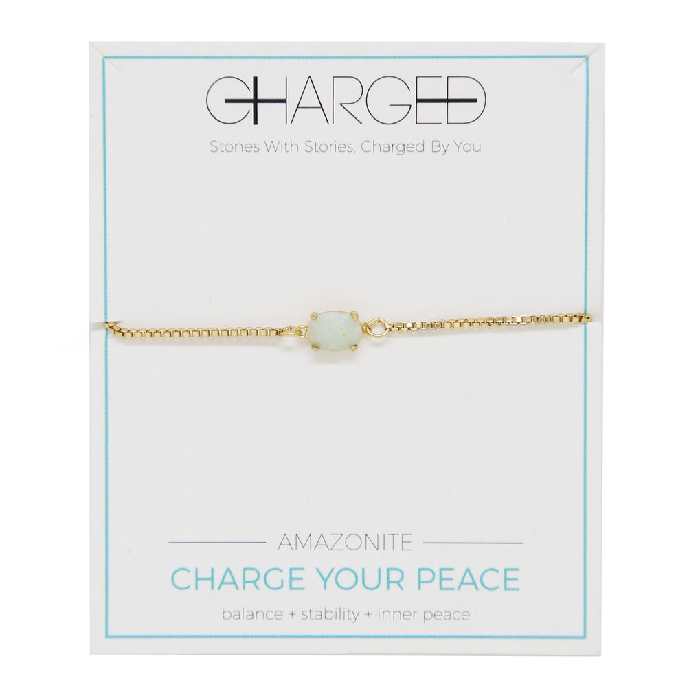 Amazonite & Gold Adjustable Chain Bracelet on package