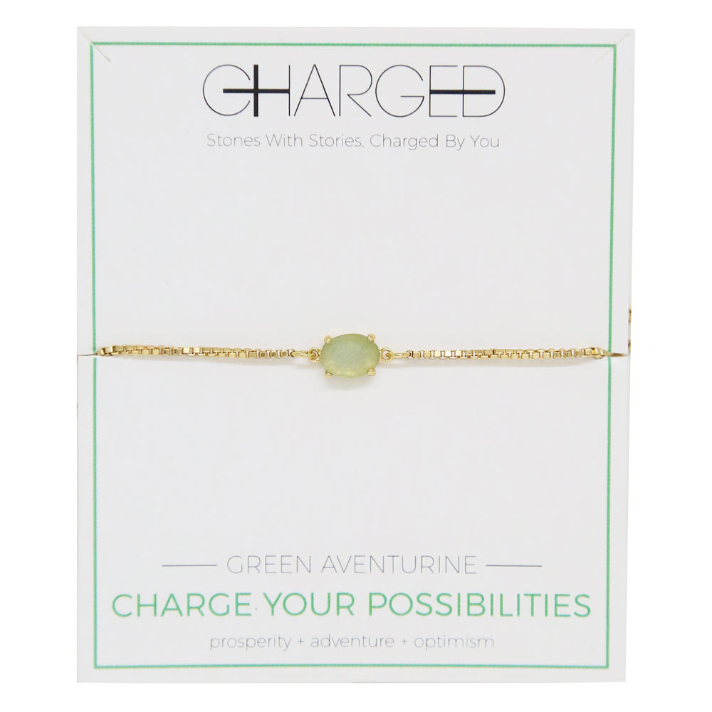 Aventurine & Gold Adjustable Chain Bracelet on packaging