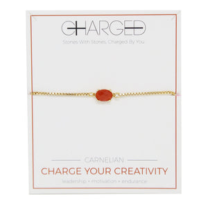 Carnelian & Gold Adjustable Chain Bracelet on packaging