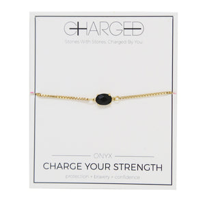Onyx & Gold Adjustable Chain Bracelet on pakcaging
