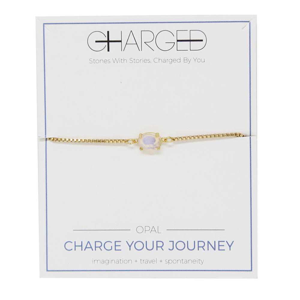 Opal & Gold Adjustable Chain Bracelet on packaging