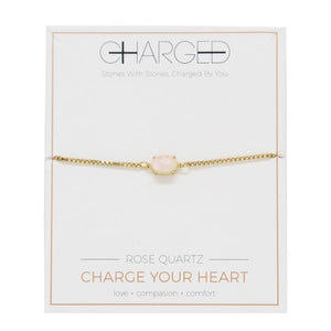 Rose Quartz & Gold Adjustable Chain Bracelet on packaging