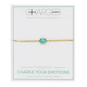 Turquoise & Gold Adjustable Chain Bracelet on packaging