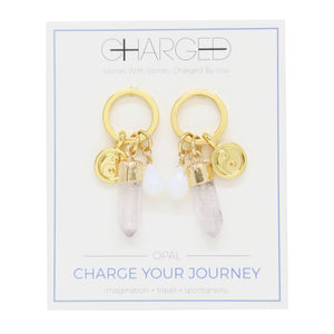 Opal & Gold Charm Earrings on packaging