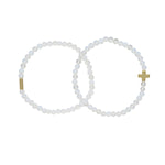 Opal & Gold Elastic Bracelet Set of 2