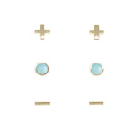 Amazonite & Gold Set of 3 Earrings on white