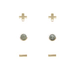 Labradorite & Gold Set of 3 Earrings on white