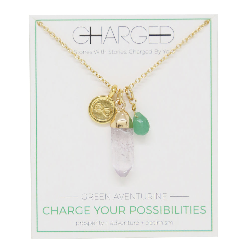 Aventurine & Gold Charm Necklace