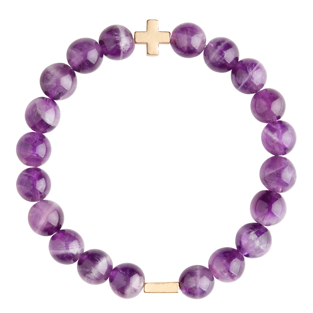 Amethyst & Gold Elastic Bracelet