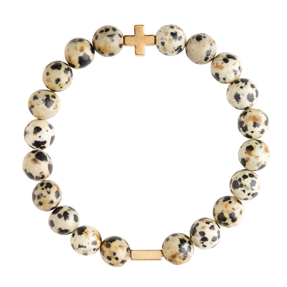 Dalmatian Jasper & Gold Elastic Bracelet