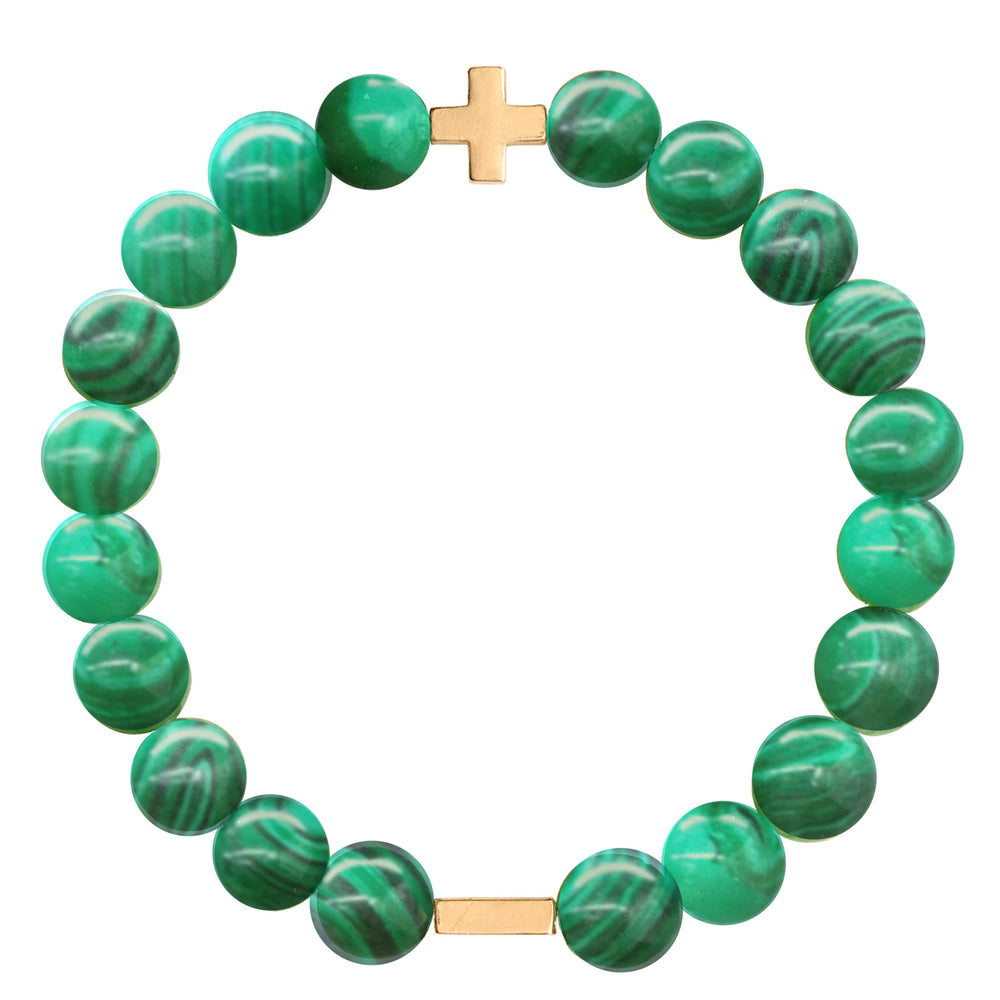 Malachite & Gold Elastic Bracelet