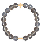 Grey Agate & Gold Elastic Bracelet