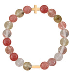 Cherry Quartz & Gold Elastic Bracelet