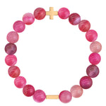 Pink Agate & Gold Elastic Bracelet