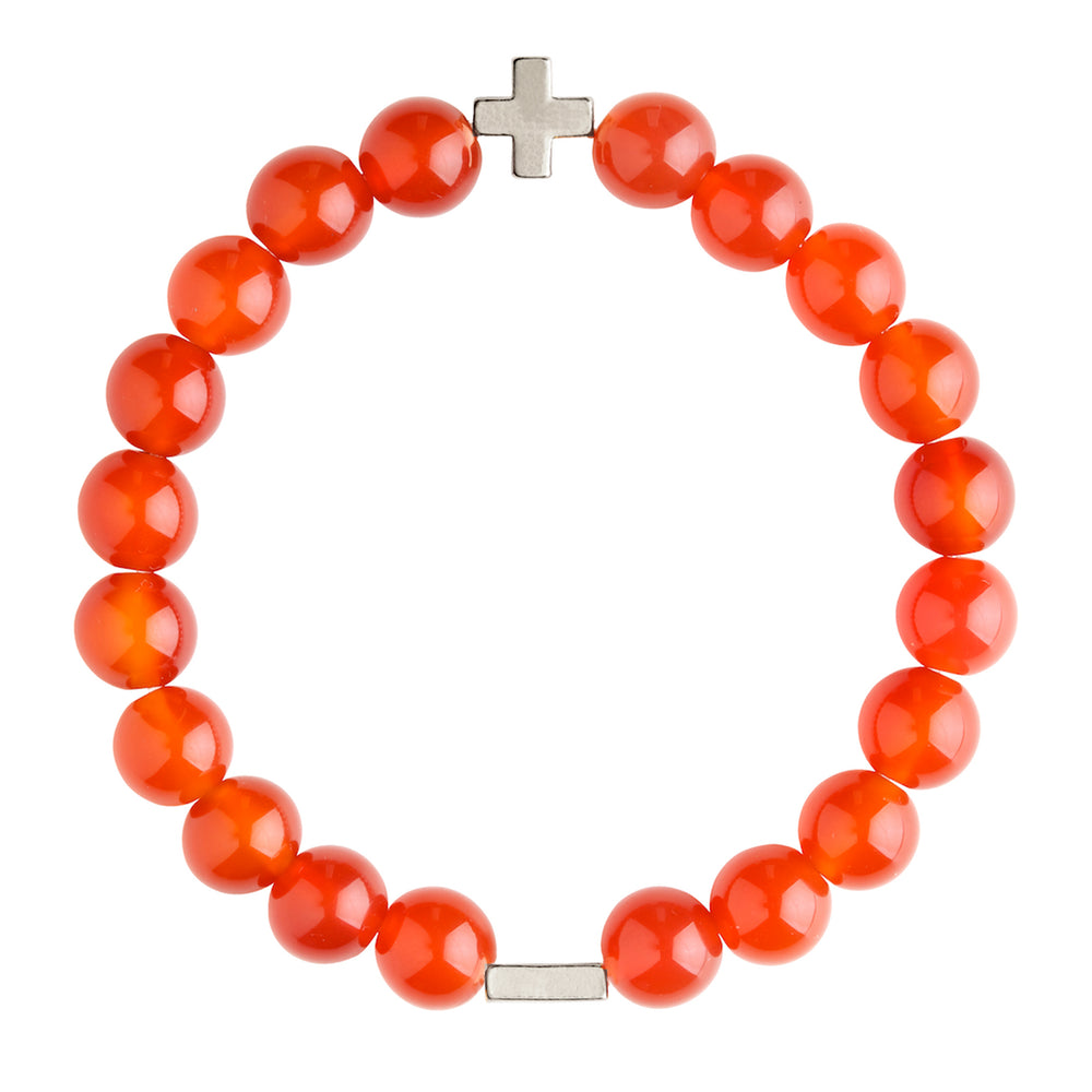 Carnelian & Silver Elastic Bracelet