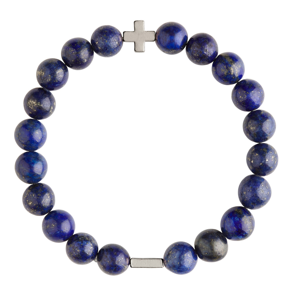 Lapis & Silver Elastic Bracelet