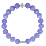 Blue Agate & Silver Elastic Bracelet
