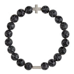 Lava Stone & Silver Elastic Bracelet