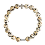 Dalmatian Jasper & Silver Elastic Bracelet