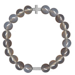 Grey Agate & Silver Elastic Bracelet