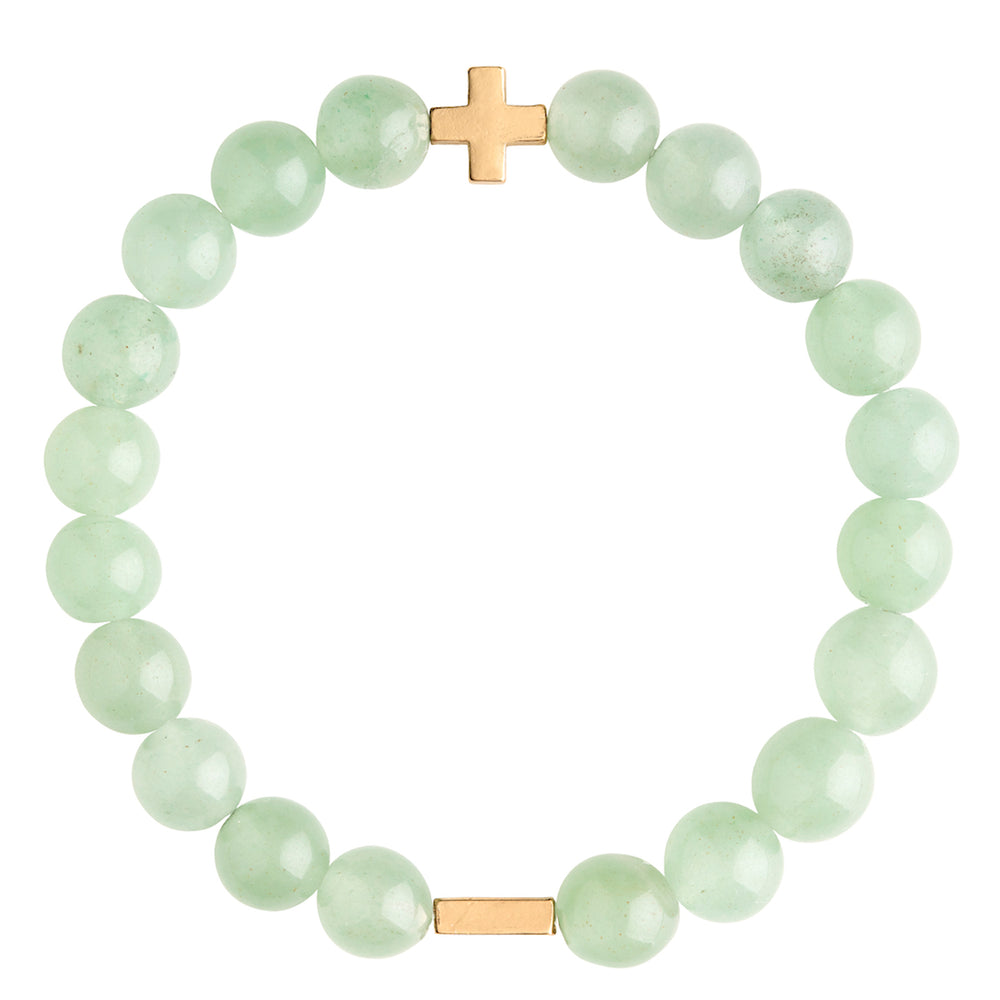 Aventurine & Gold Elastic Bracelet on white