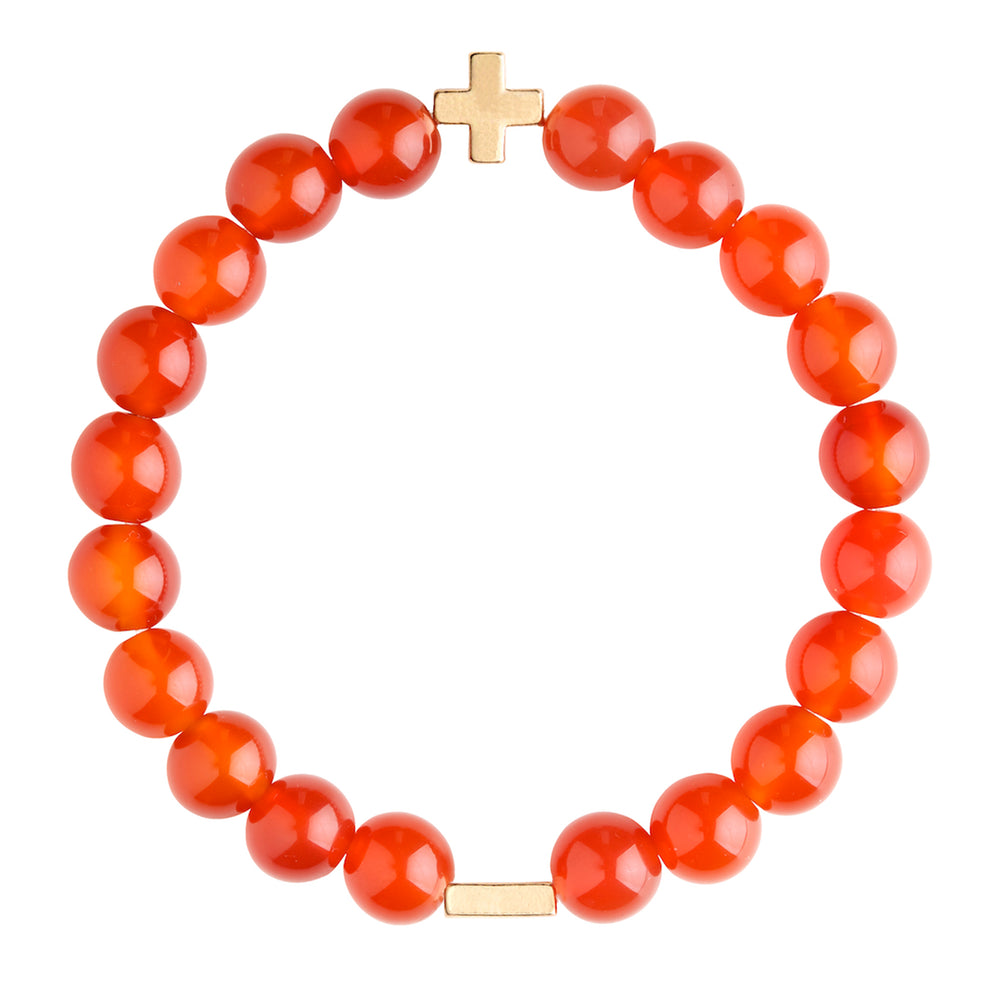Carnelian 8mm Round Bead Stretch Bracelet - Jewelry | Buy from Circe  Boutique
