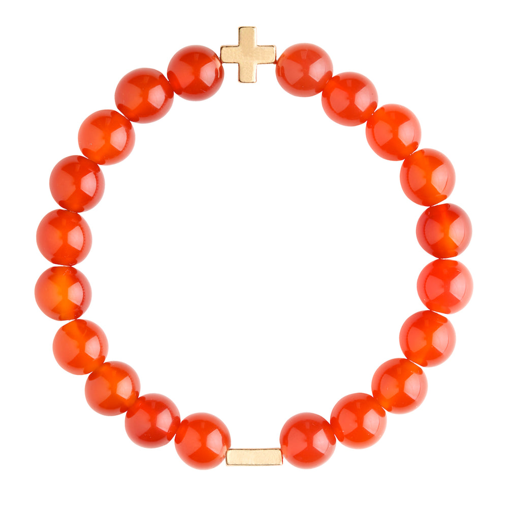 Carnelian & Gold Elastic Bracelet