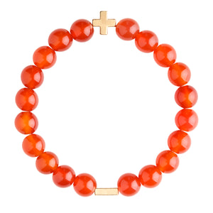 Carnelian & Gold Elastic Bracelet on white