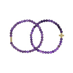 Amethyst & Gold Elastic Bracelet Set of 2