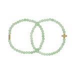 Aventurine & Gold Elastic Bracelet Set of 2