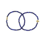 Lapis & Gold Elastic Bracelet Set of 2