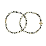 Dalmatian Jasper & Gold Elastic Bracelet Set of 2