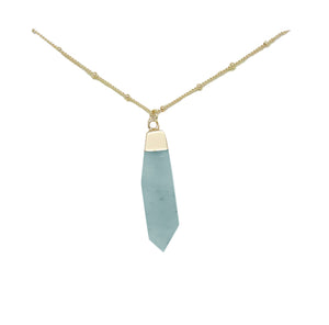 Amazonite & Gold Pendant Necklace on white