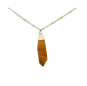 Tiger's Eye & Gold Pendant Necklace on white