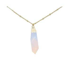 Opal & Gold Pendant Necklace on white