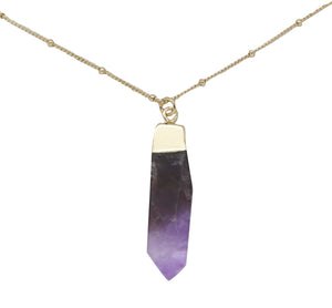 Amethyst & Gold Pendant Necklace on white