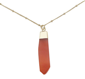 Carnelian & Gold Pendant Necklace on white
