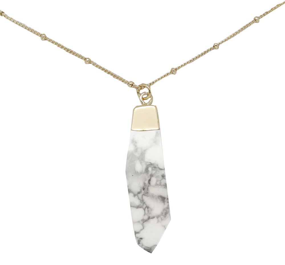 Howlite & Gold Pendant Necklace