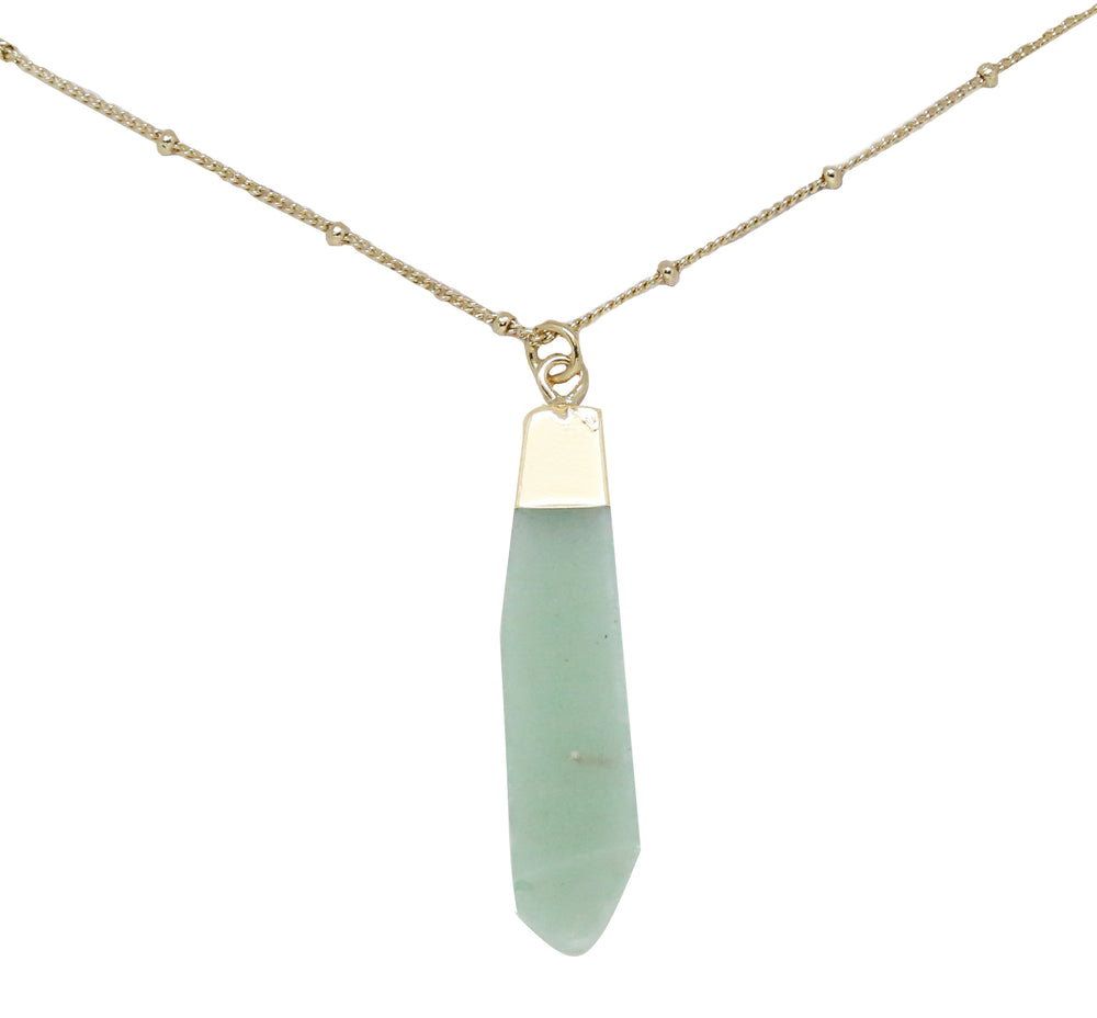 Aventurine & Gold Pendant Necklace