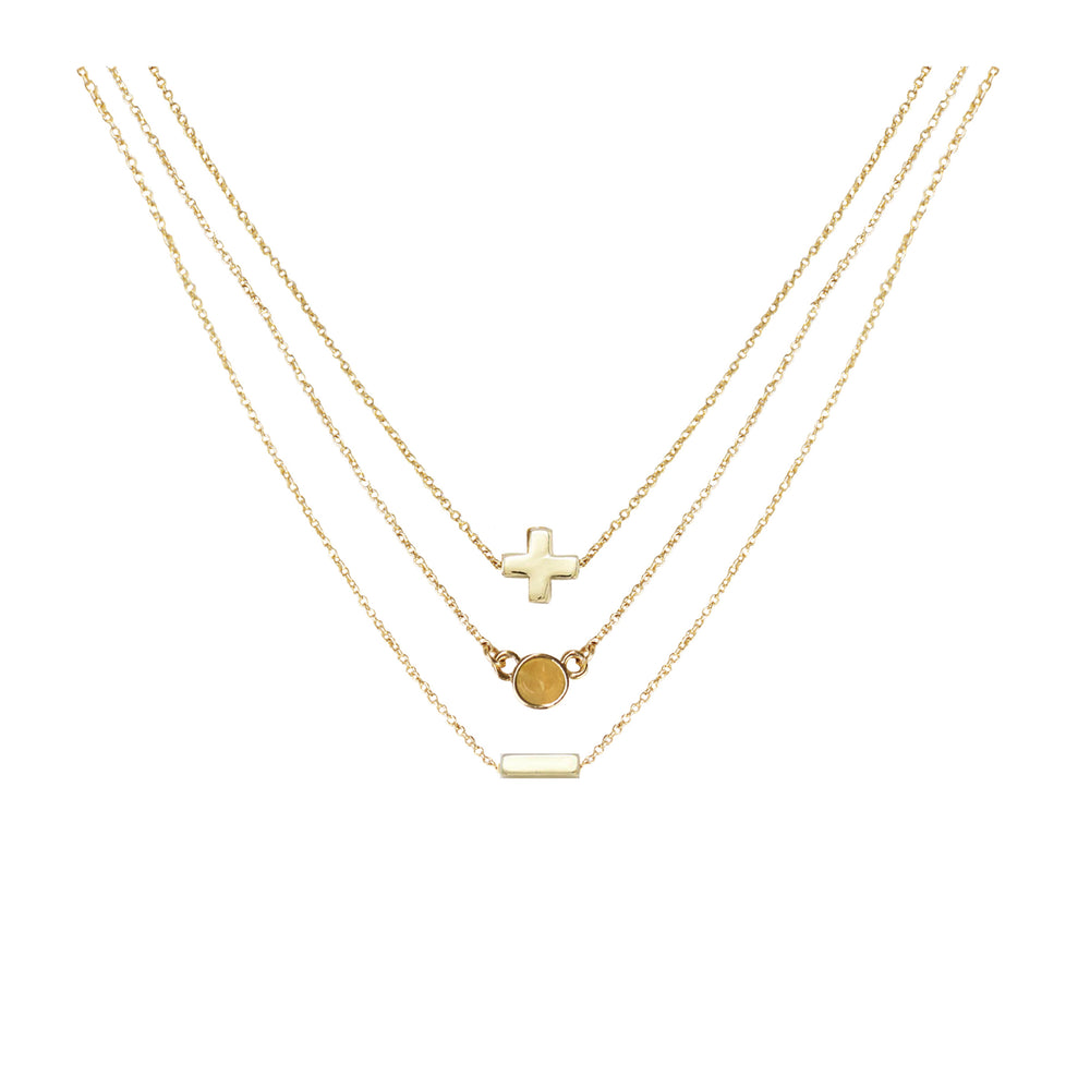 Citrine & 18k Gold Plated Necklace Set of 3